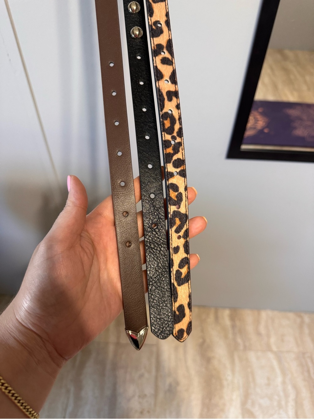 No Boundaries Women’s Belt Set - Brown, Black, Leopard - Picture 3 of 3